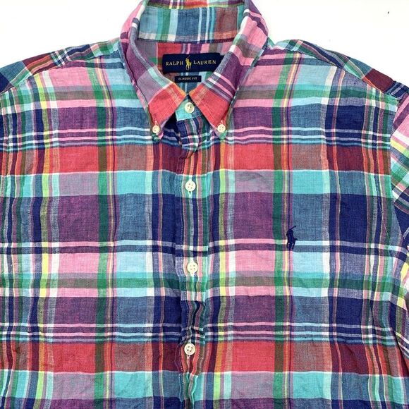 Ralph Lauren Other - Ralph Lauren Classic Fit Men's Short Sleeve Button Down Linen‎ Multicolor Large